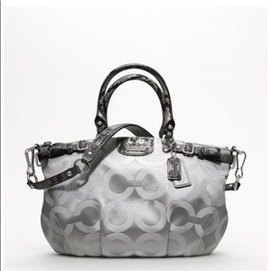 COACH Madison Op Art Sateen Sophia Bag Light Grey